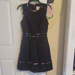 Kate Spade Sz2 Black Sleeveless Lux Party Dress with Colorful Trim Accents